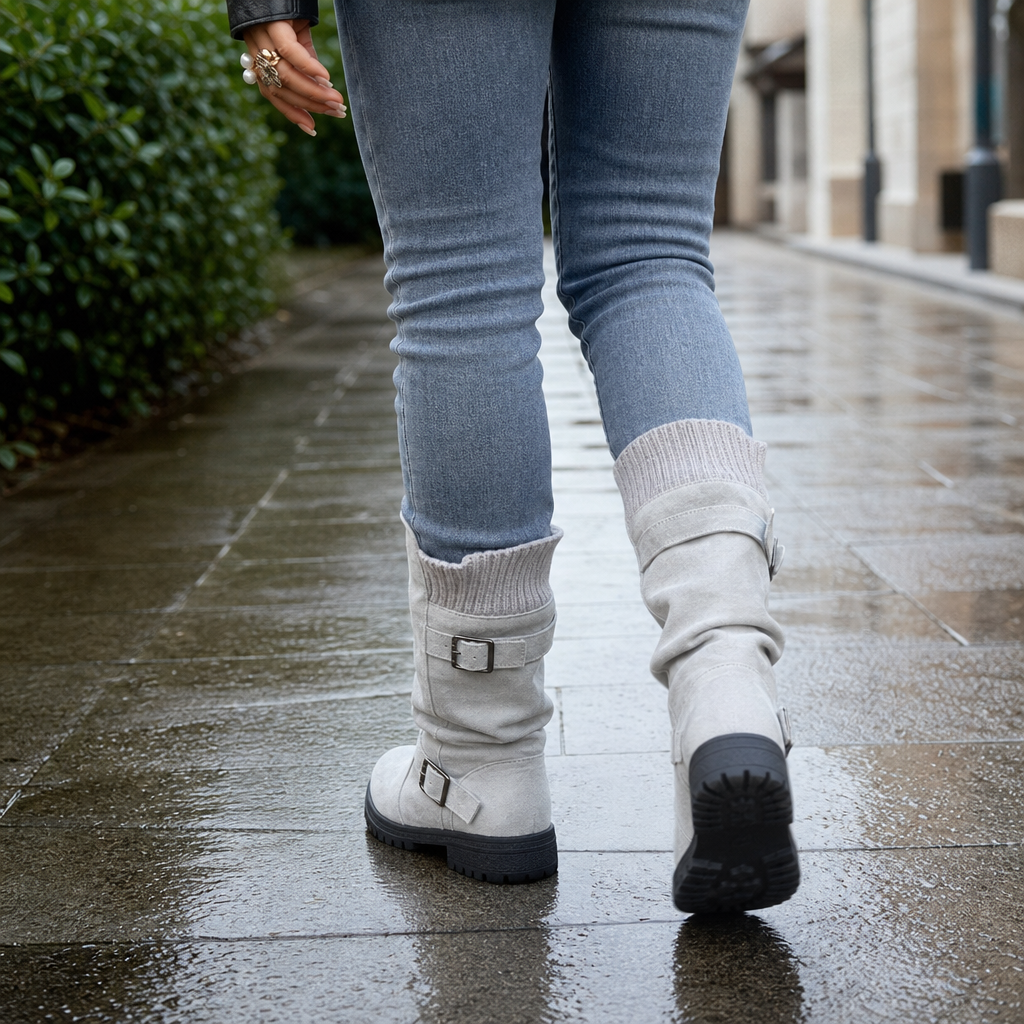 Tumfden – Boots z żebrowanym mankietem i podeszwą z wypustkami