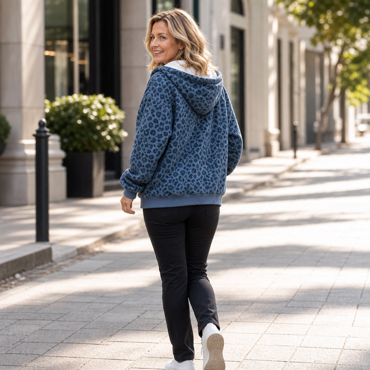 Wearluxe – Tröja z kapturem z nadrukiem w leopardmönster