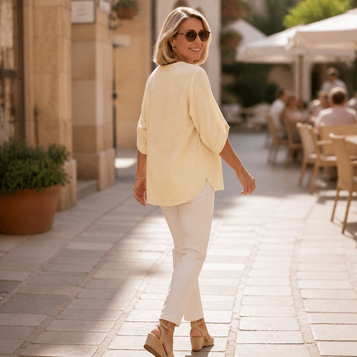 Wearbella – Blus z broderad urringning w v-ringning z koronkowym panelem