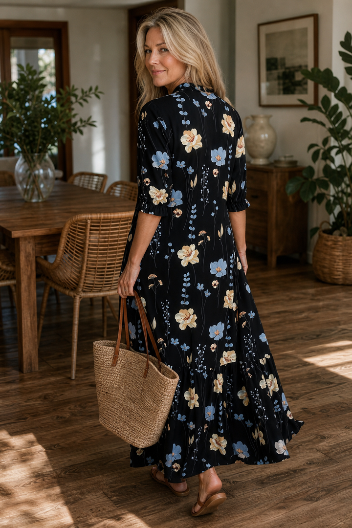Wearbella – Klänning maxi z kwiatowym wzorem i kołnierzem