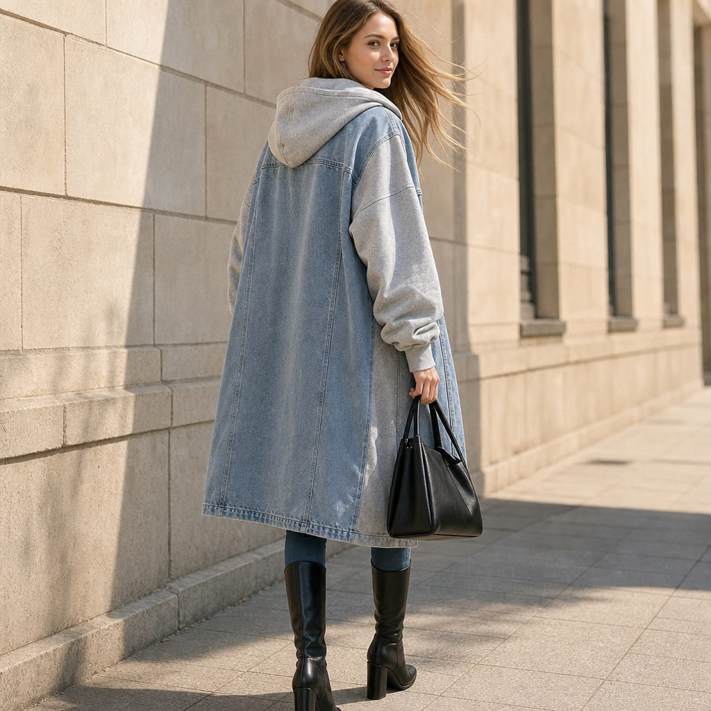 Denimova – Kurtka z kapturem w stilu washed denim
