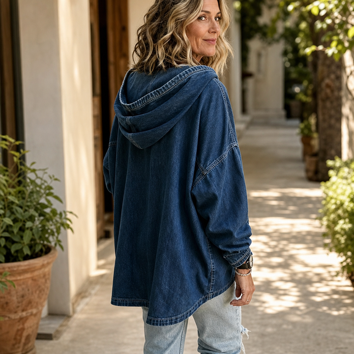 Denim Ease – Przeciętny, Przeciętny Kaptur w Stilu Dżinsowym