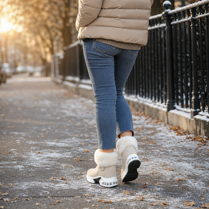 Veluna – Pluszowe boots z futrzanym mankietem
