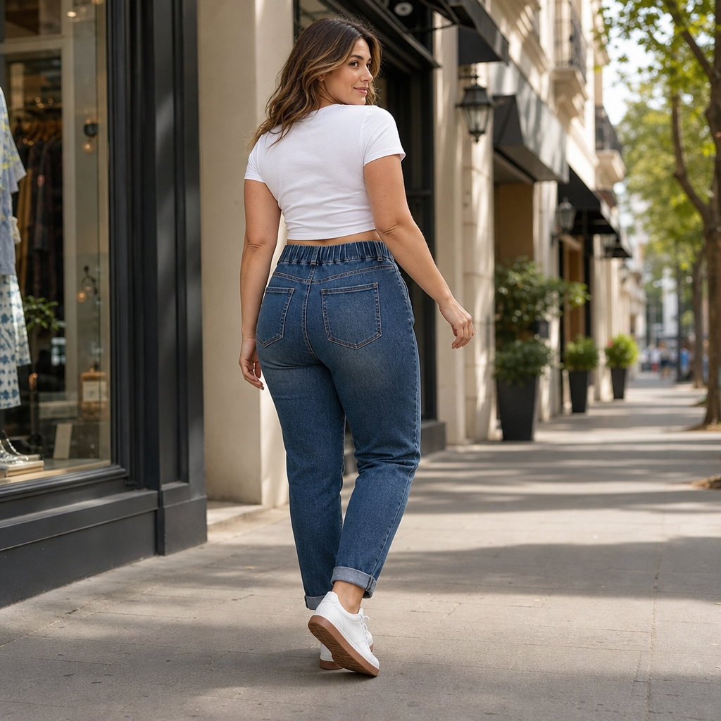 Wearbella – Jeans z elastycznym paskiem i snöre ściągającym