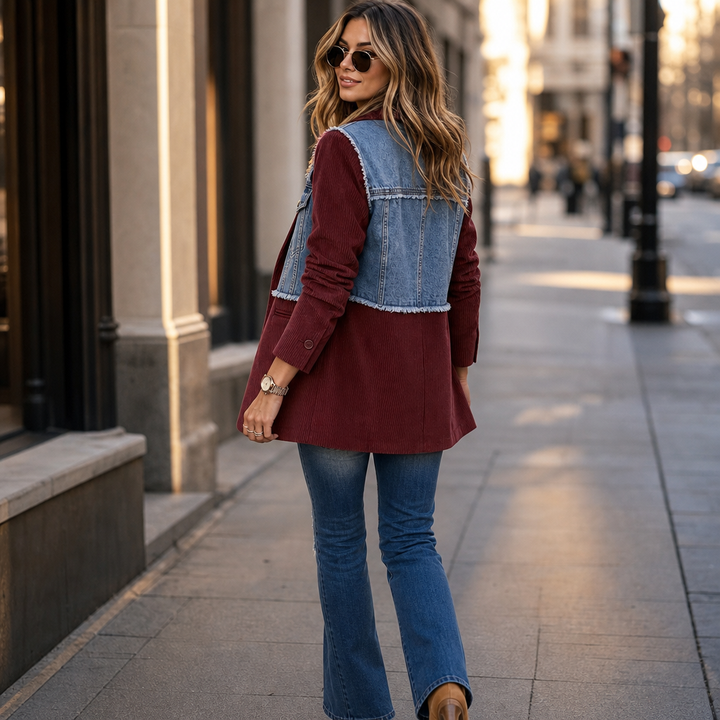 Corvella – Żakiet z denimu i sztruksu z surowym finish