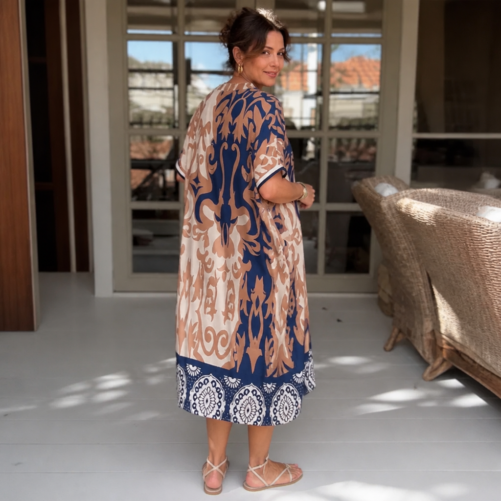 Wearbella – Lös klänning midi z urringning i form av litery V