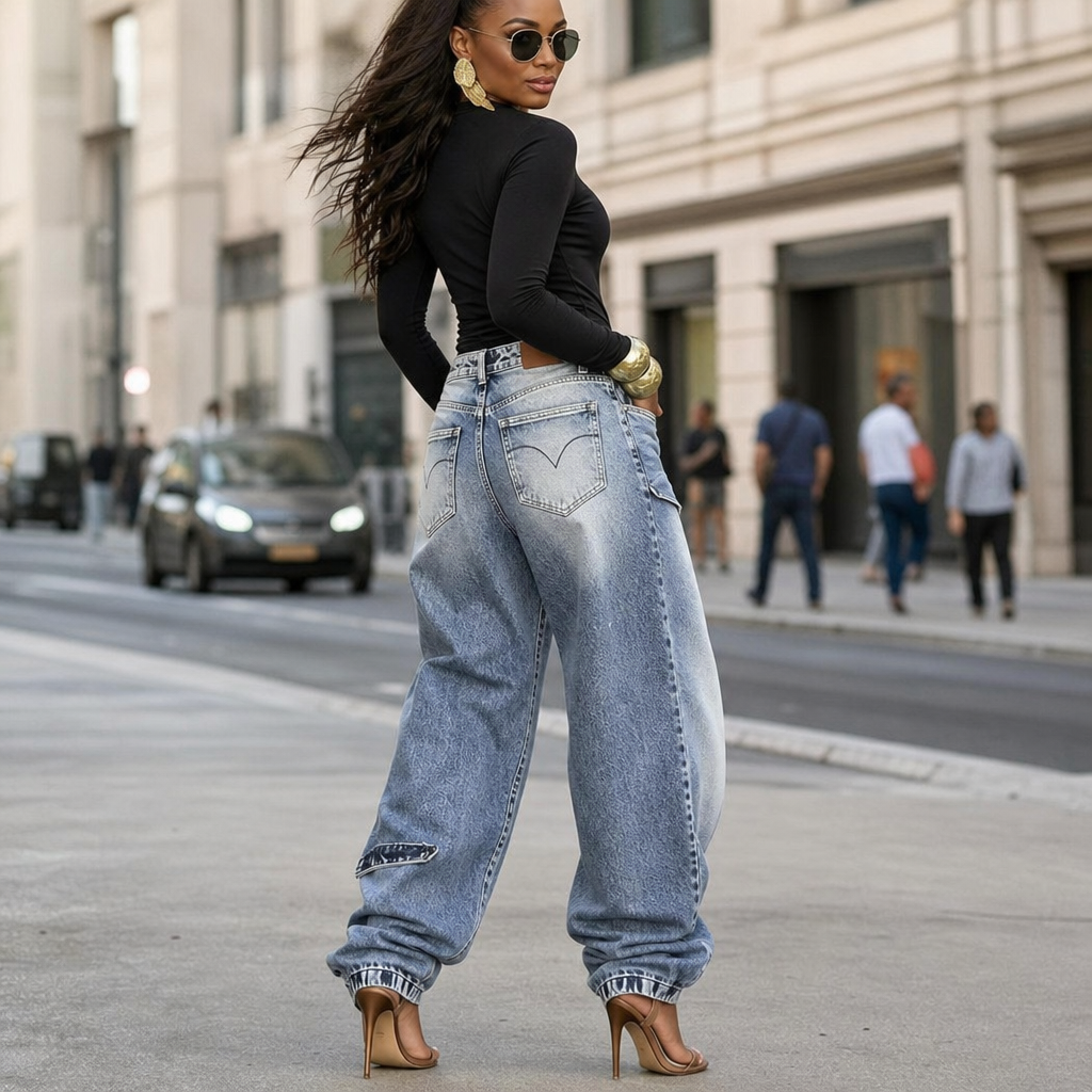 Wearlyn – Asymetryczne jeans z vida ben i wiązaniem w midja