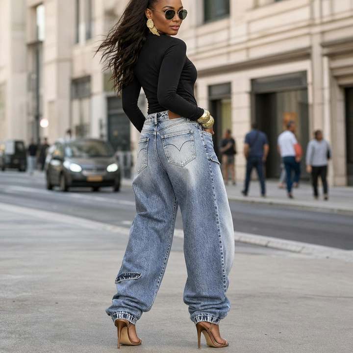 Wearlyn – Asymetryczne jeans z vida ben i wiązaniem w midja