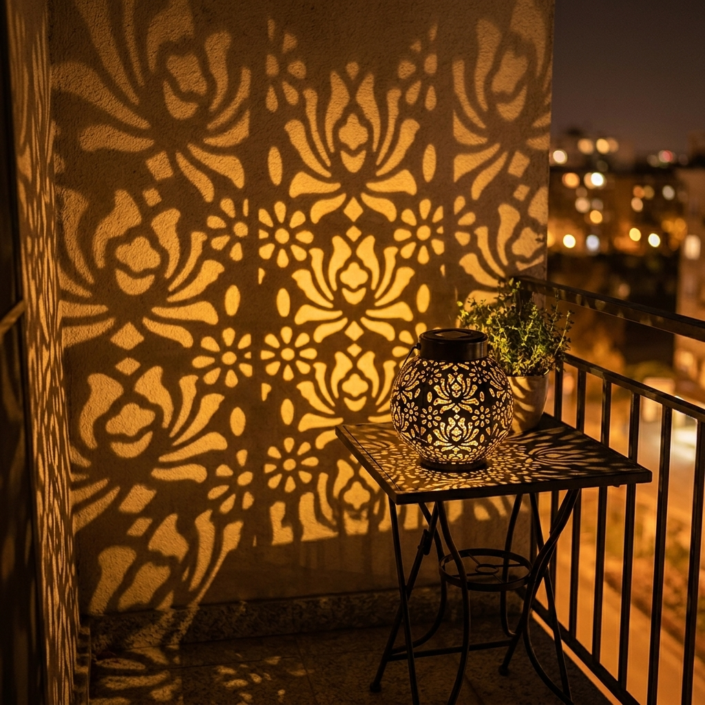 Lumivine – Solarna Lampa Wisząca z Kwiatowym Wzorem Cieni