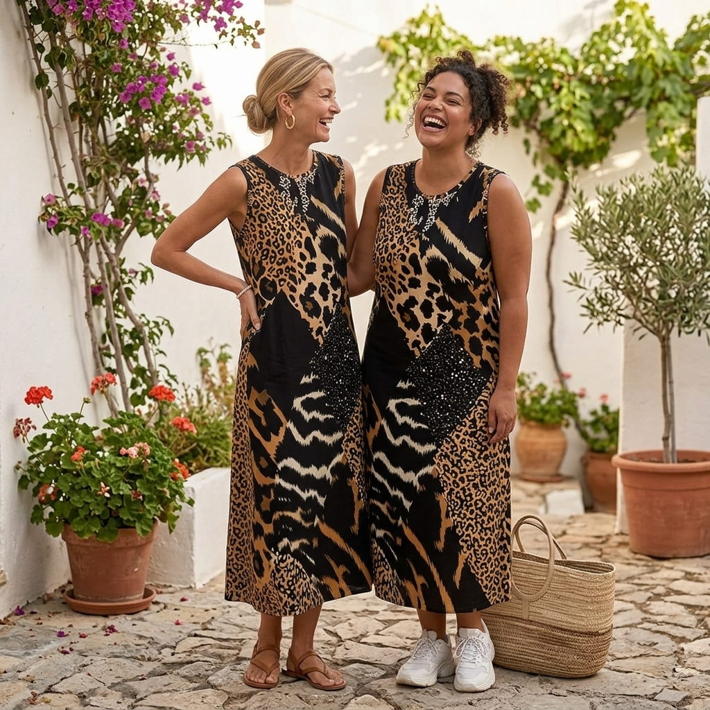 Vivara – Bezrękawnik Midi Klänning w Lwa Łaty
