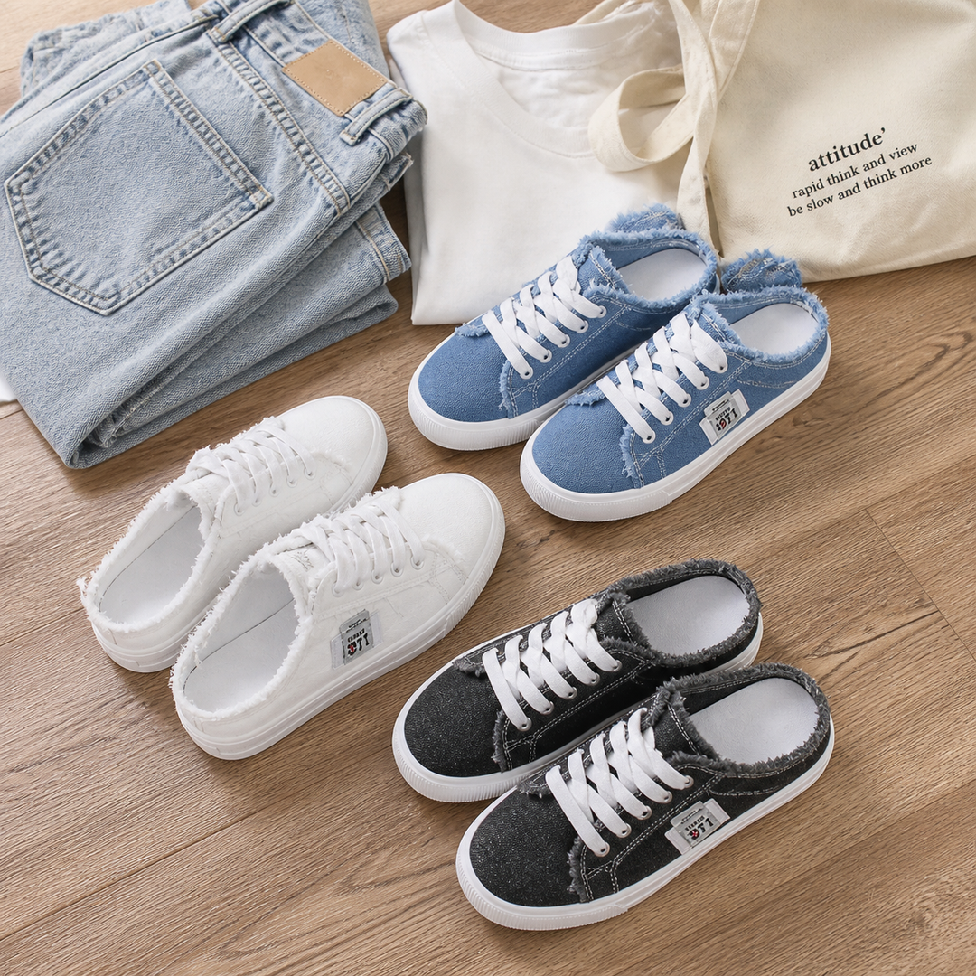 Vellora – Zniszczone Denim Sneakers Slip-On
