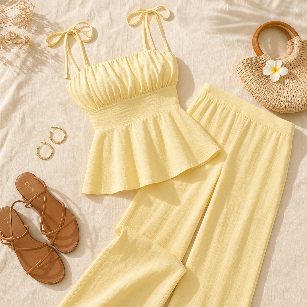 Solenza – Sommar set för kvinnor z marszczonym peplum