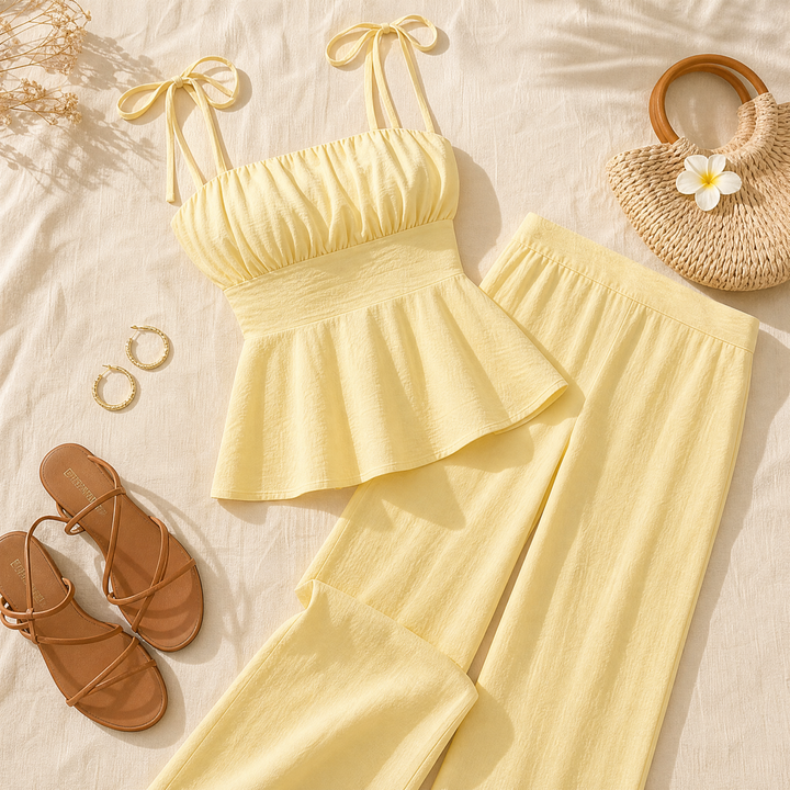 Solenza – Sommar set för kvinnor z marszczonym peplum