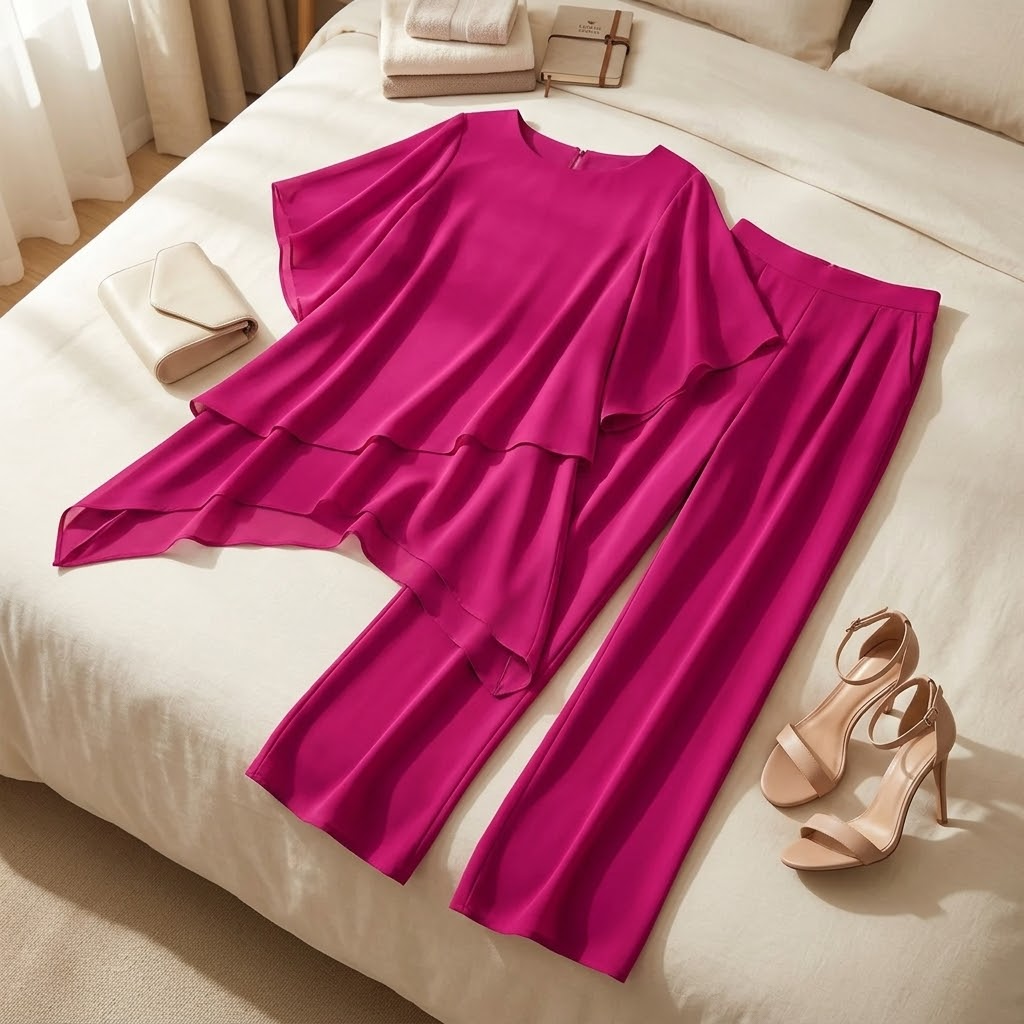 Graziella – Set z Chiffonu z Asymetrycznym Topem