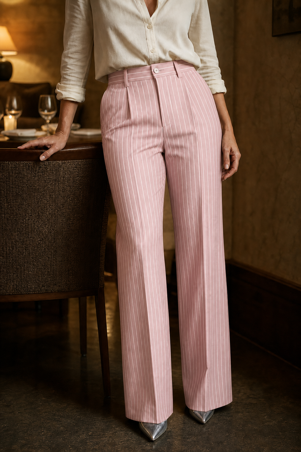 Longline – Byxor w band w stilu high-waist z vida ben