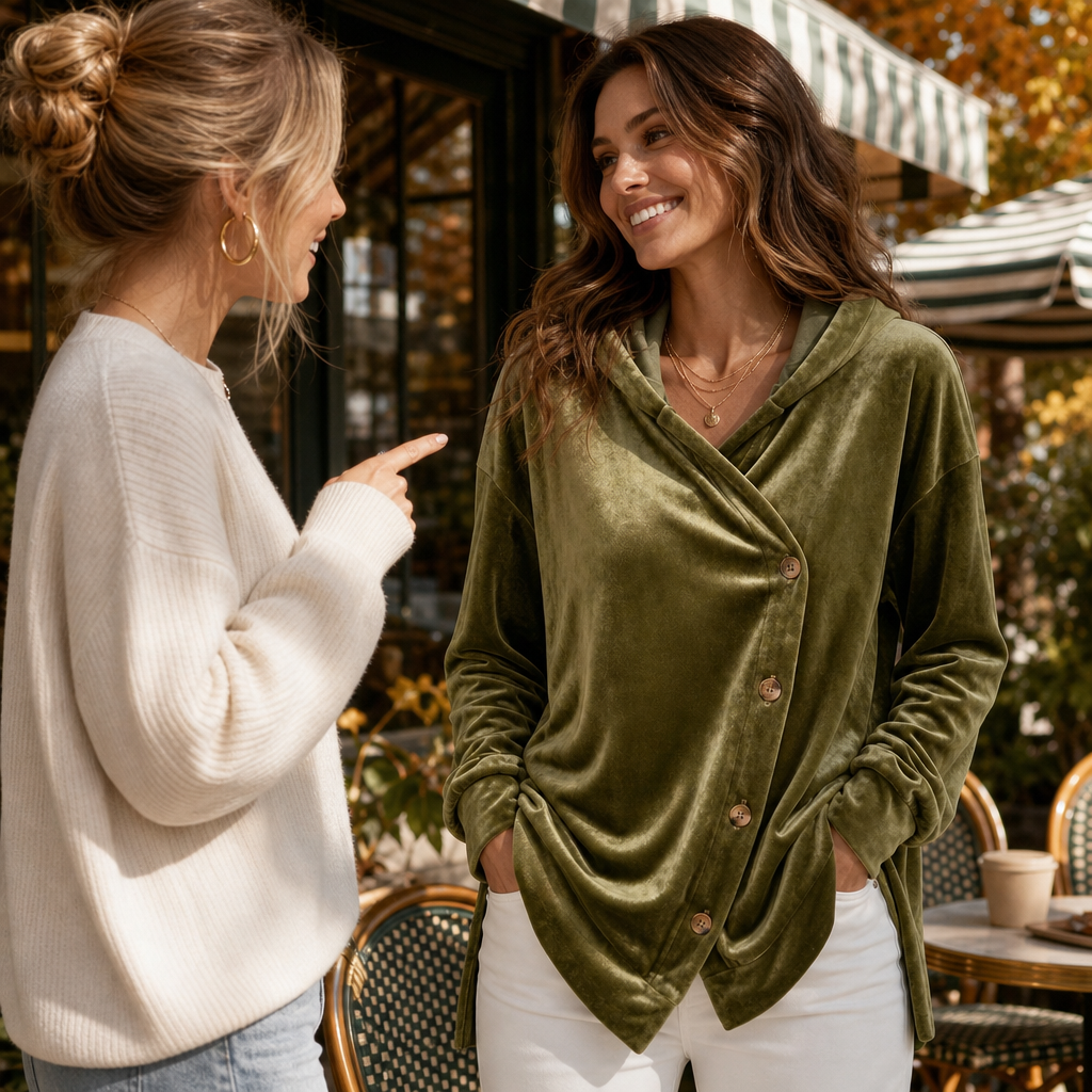 Velvenne – Asymetryczny Hoodie z Knappar