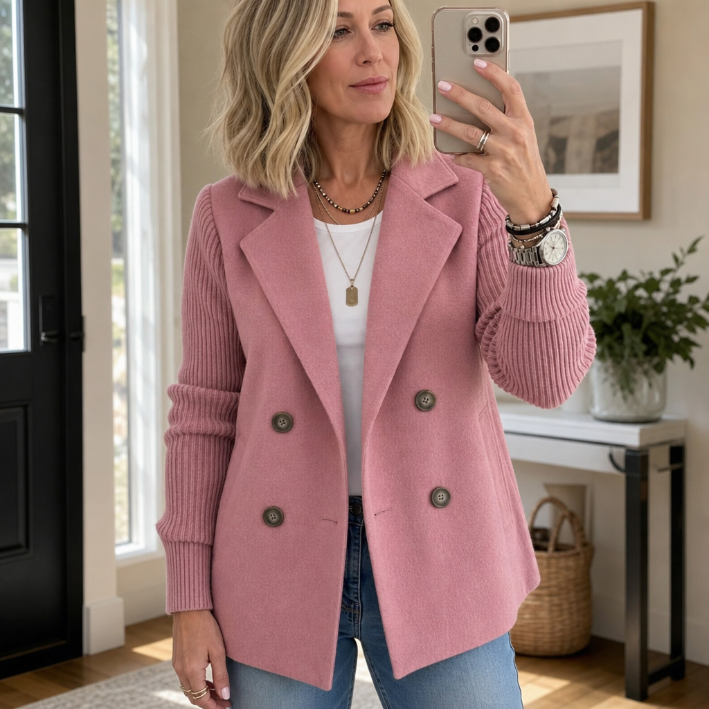 Wearbella – Żakiet podwójnie zapinany z dzianinowymi ręKaffemi