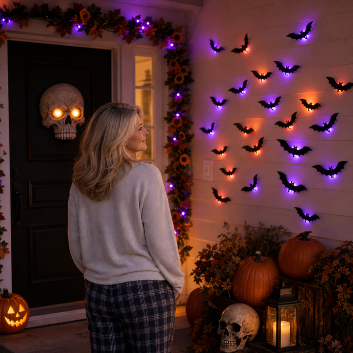 Hauntlow – Hopfällbara LED Świecące Nietoperze på Halloween (36 szt.)