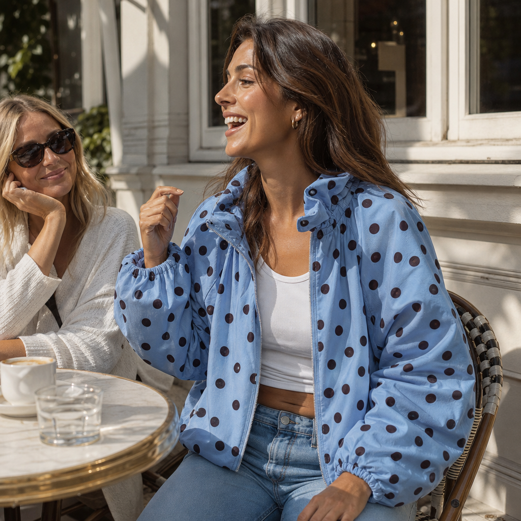 PolkaBelle – Kurtka z Lanternowymi RęKaffemi w Grochy