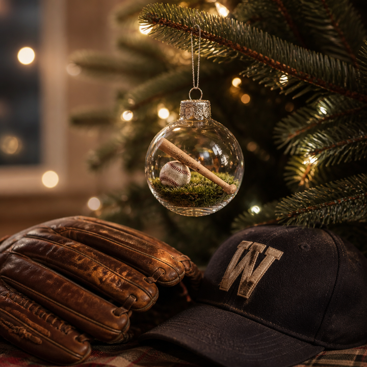Seasonkeep – Szklana bombka akrylowa på Boże Narodzenie z motywem baseballowym (2 szt.)