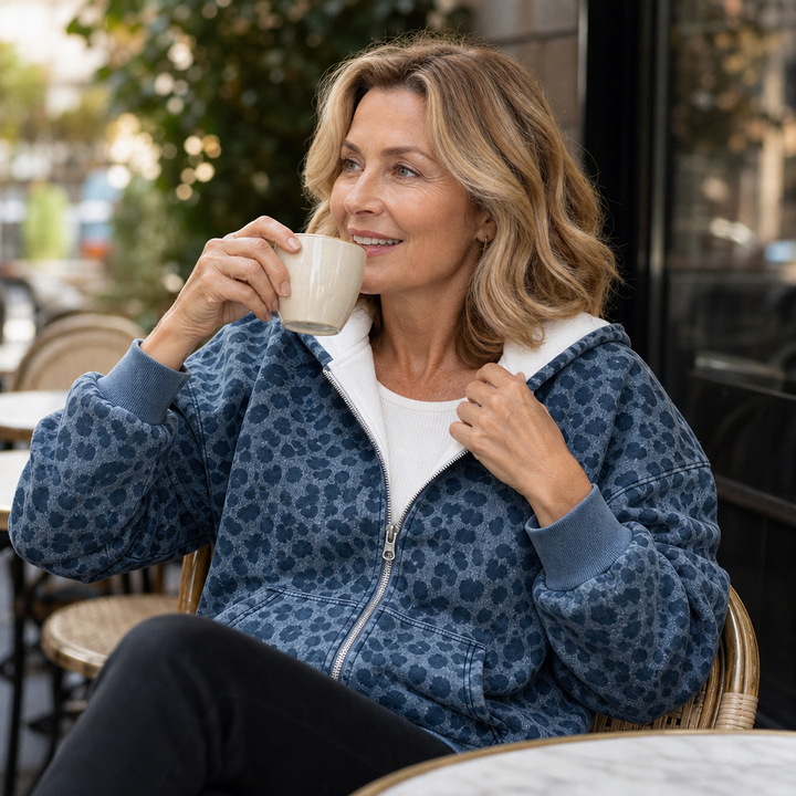 Wearluxe – Tröja z kapturem z nadrukiem w leopardmönster