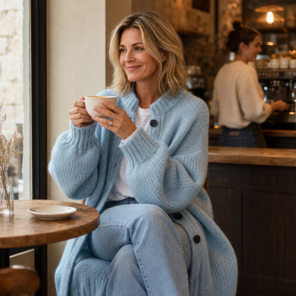 Wearbella – Tjock Tröja-Kurtka z Knappar knähöga