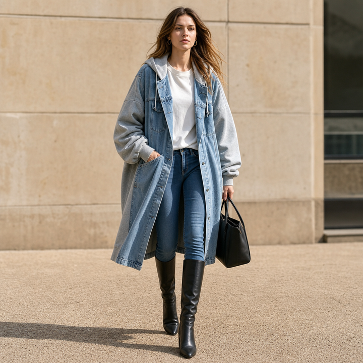 Denimova – Kurtka z kapturem w stilu washed denim
