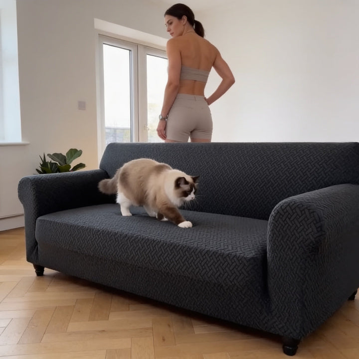 Stayvora – Överdrag på sofę z jodełką, antypoślizgowy i elastisk