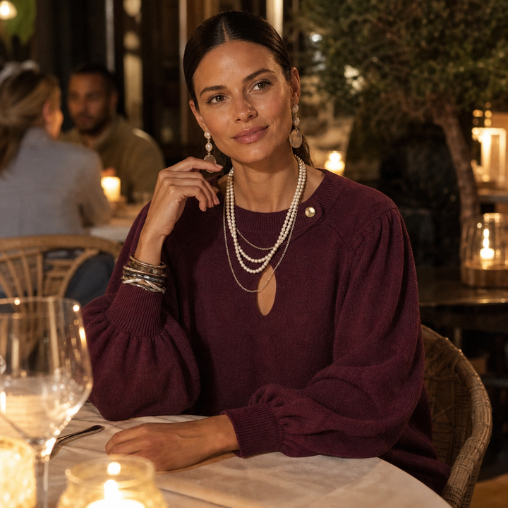 Wearbella – Tröja z wycięciem i form av łzy i ręKaffemi lampionowymi