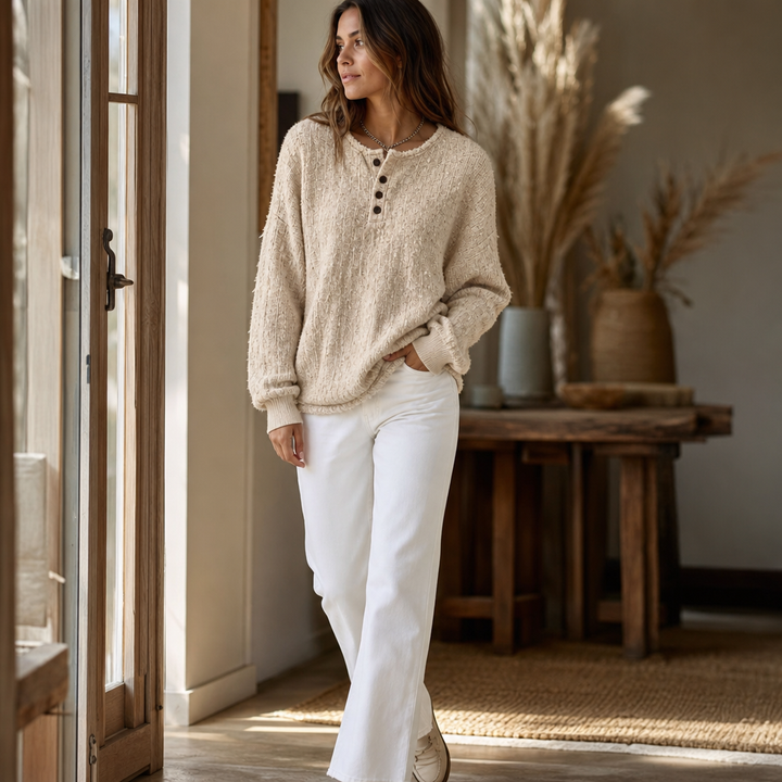 Autumbre – Tjock Tröja Henley z Knappar