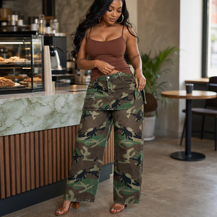 Camo Muse – Retro Kamuflażowe Jeansy z Vida ben