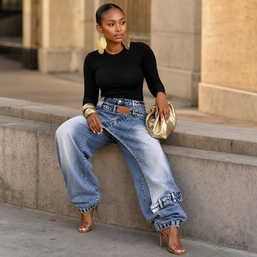 Wearlyn – Asymetryczne jeans z vida ben i wiązaniem w midja