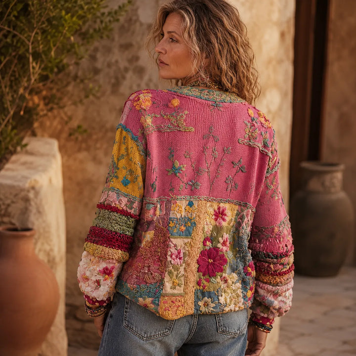 Solenne – Blommig Kofta Boho w Stilu Patchwork