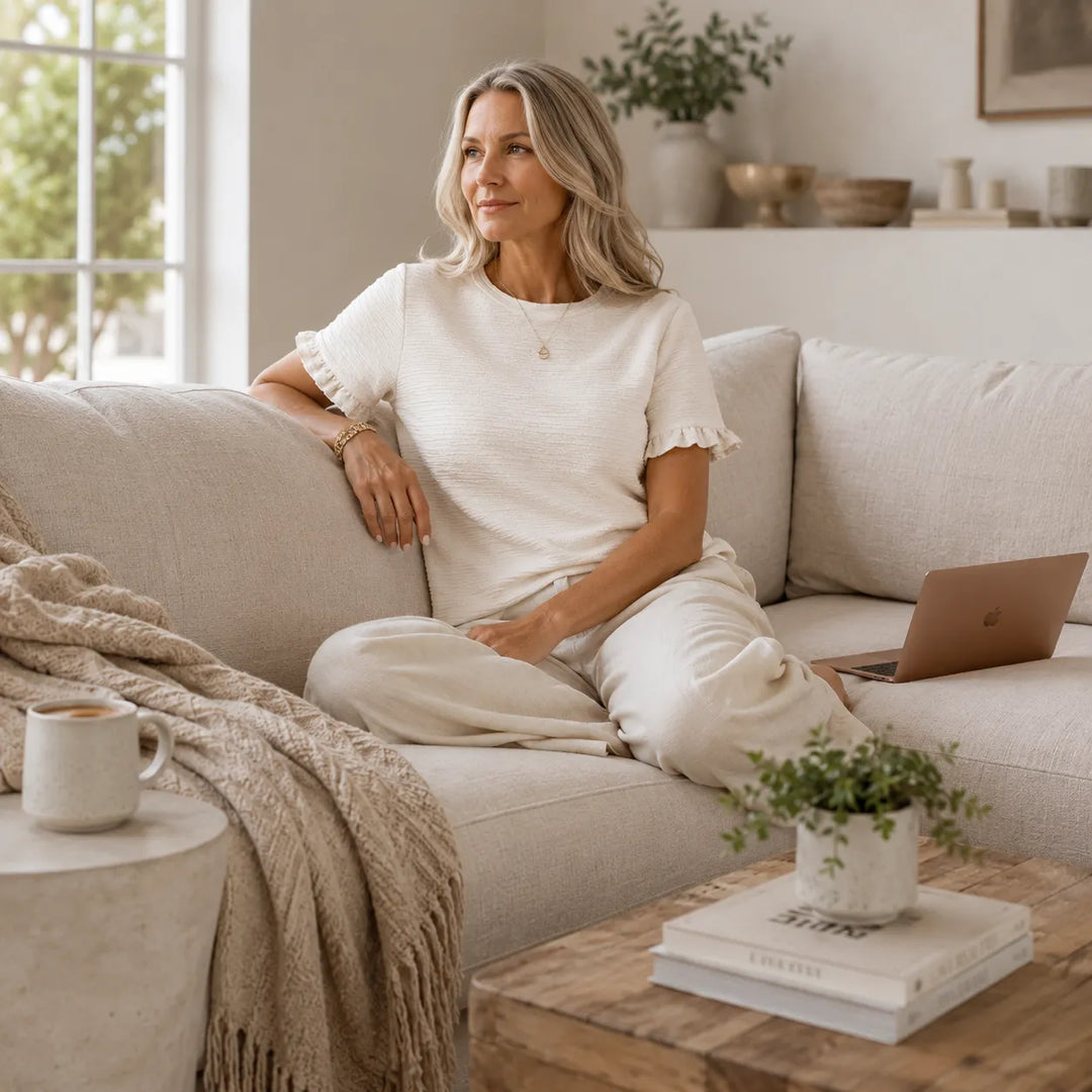 Marelle – Top z teksturowanymi falbankami
