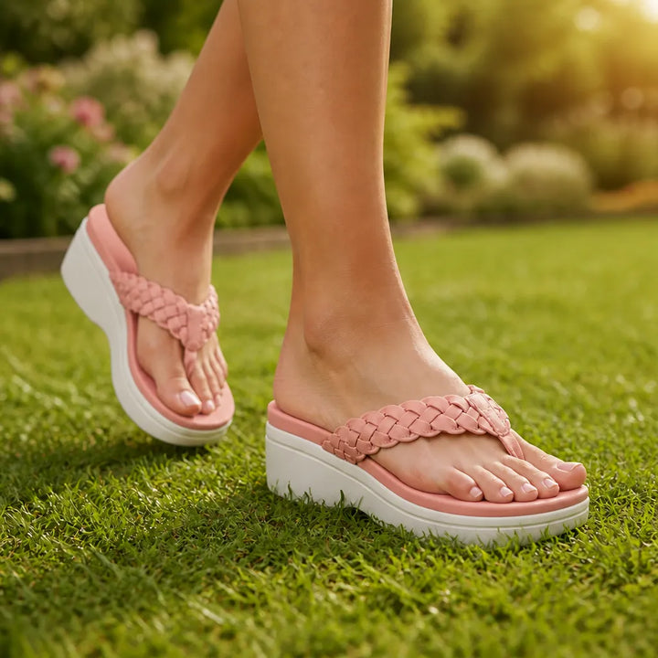 Solvea – Sandaler på koturnie z plecionym paskiem i hög stöd dla fotvalv