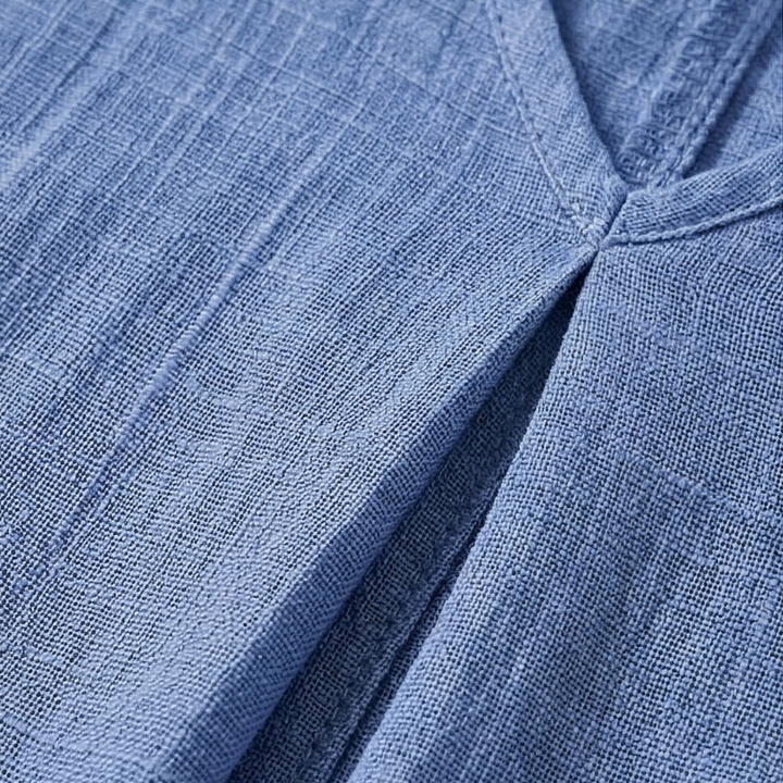 Linara – Klänning V-Neck z Bawełny i Lnu för kvinnor