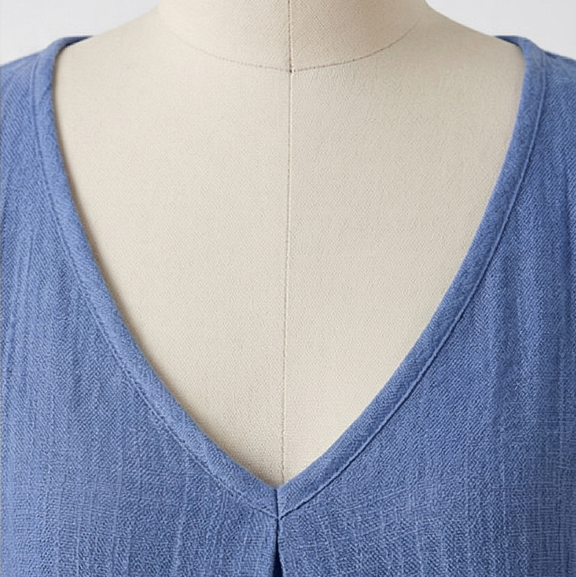 Linara – Klänning V-Neck z Bawełny i Lnu för kvinnor