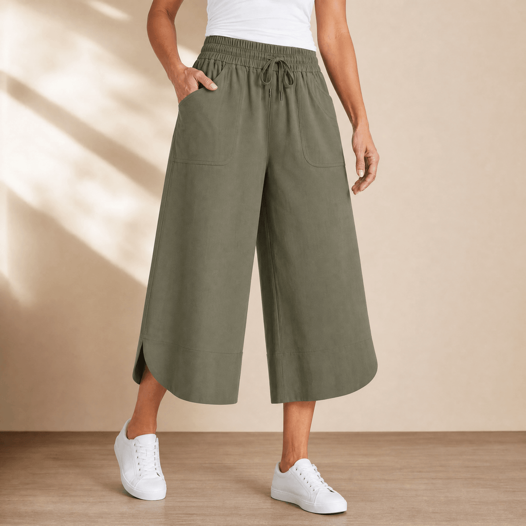 Lounella – Kobiece mjuka byxor z vida ben o kroju cropped