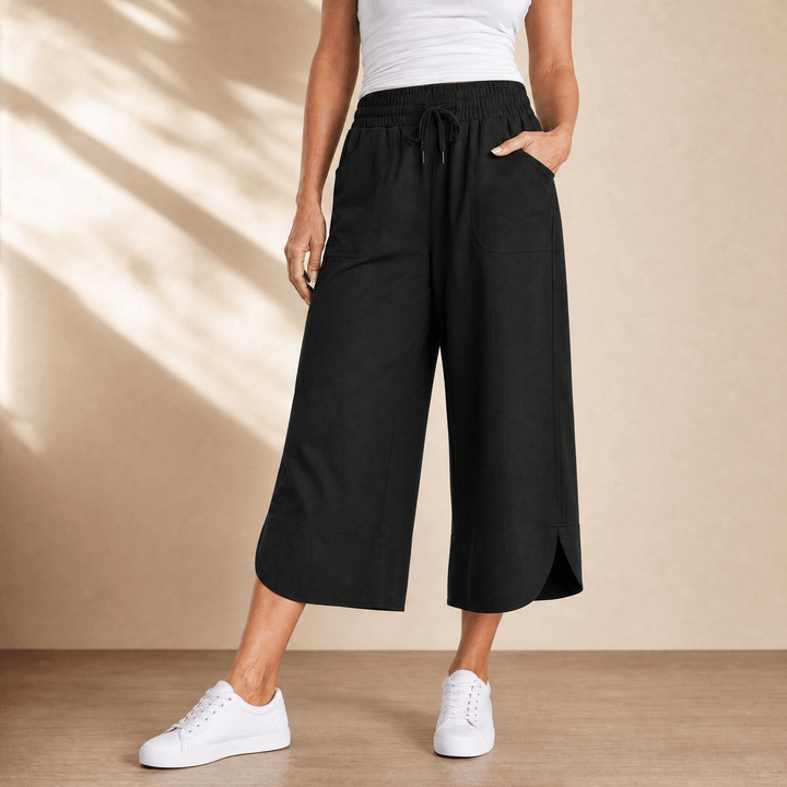 Lounella – Kobiece mjuka byxor z vida ben o kroju cropped