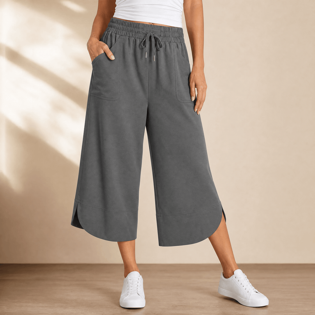 Lounella – Kobiece mjuka byxor z vida ben o kroju cropped