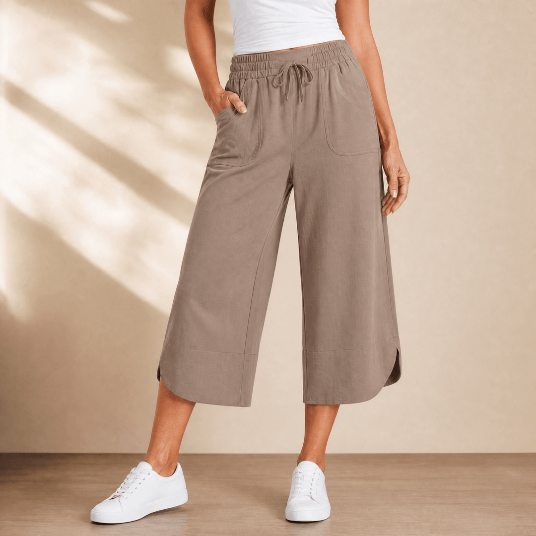 Lounella – Kobiece mjuka byxor z vida ben o kroju cropped