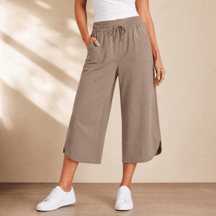 Lounella – Kobiece mjuka byxor z vida ben o kroju cropped