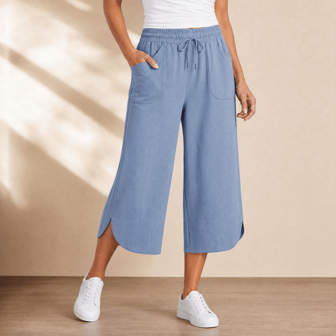 Lounella – Kobiece mjuka byxor z vida ben o kroju cropped