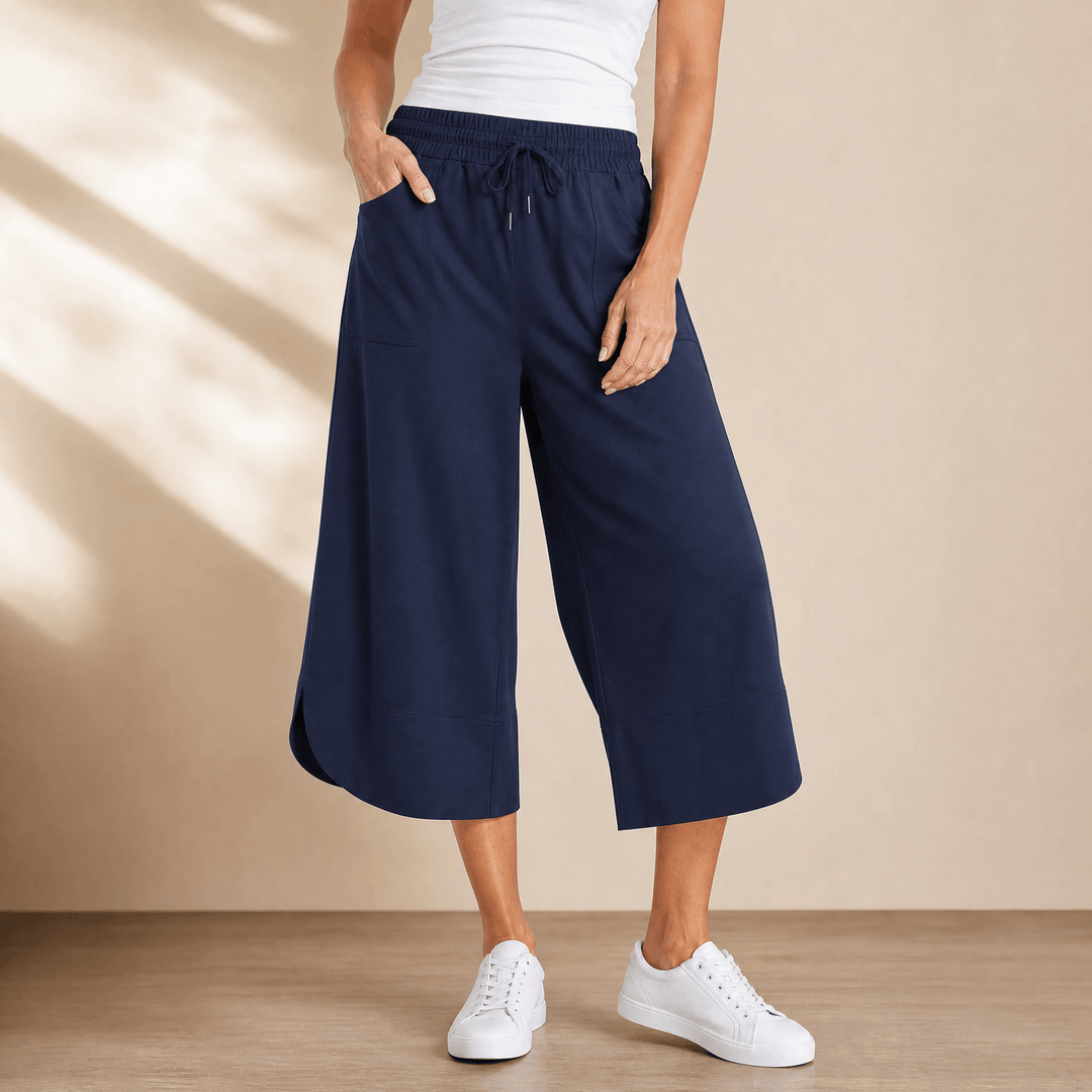 Lounella – Kobiece mjuka byxor z vida ben o kroju cropped
