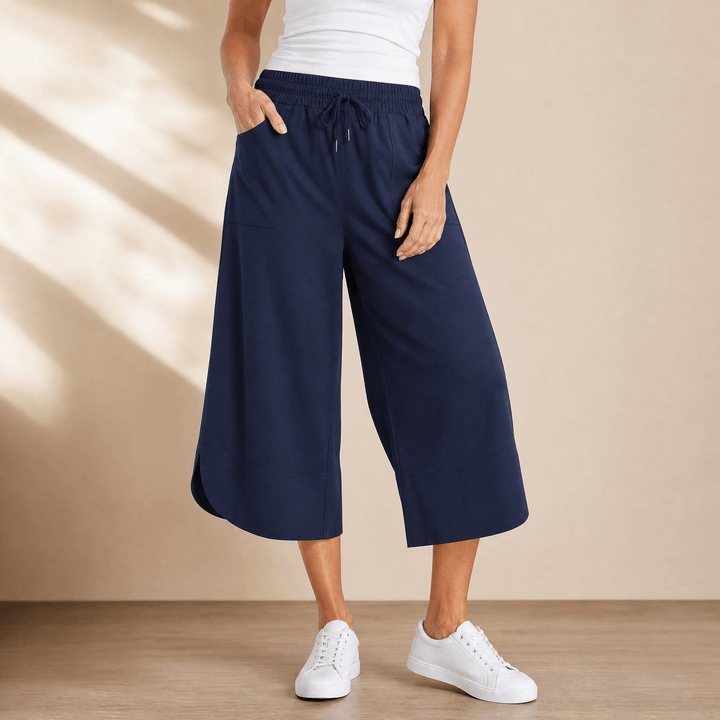 Lounella – Kobiece mjuka byxor z vida ben o kroju cropped