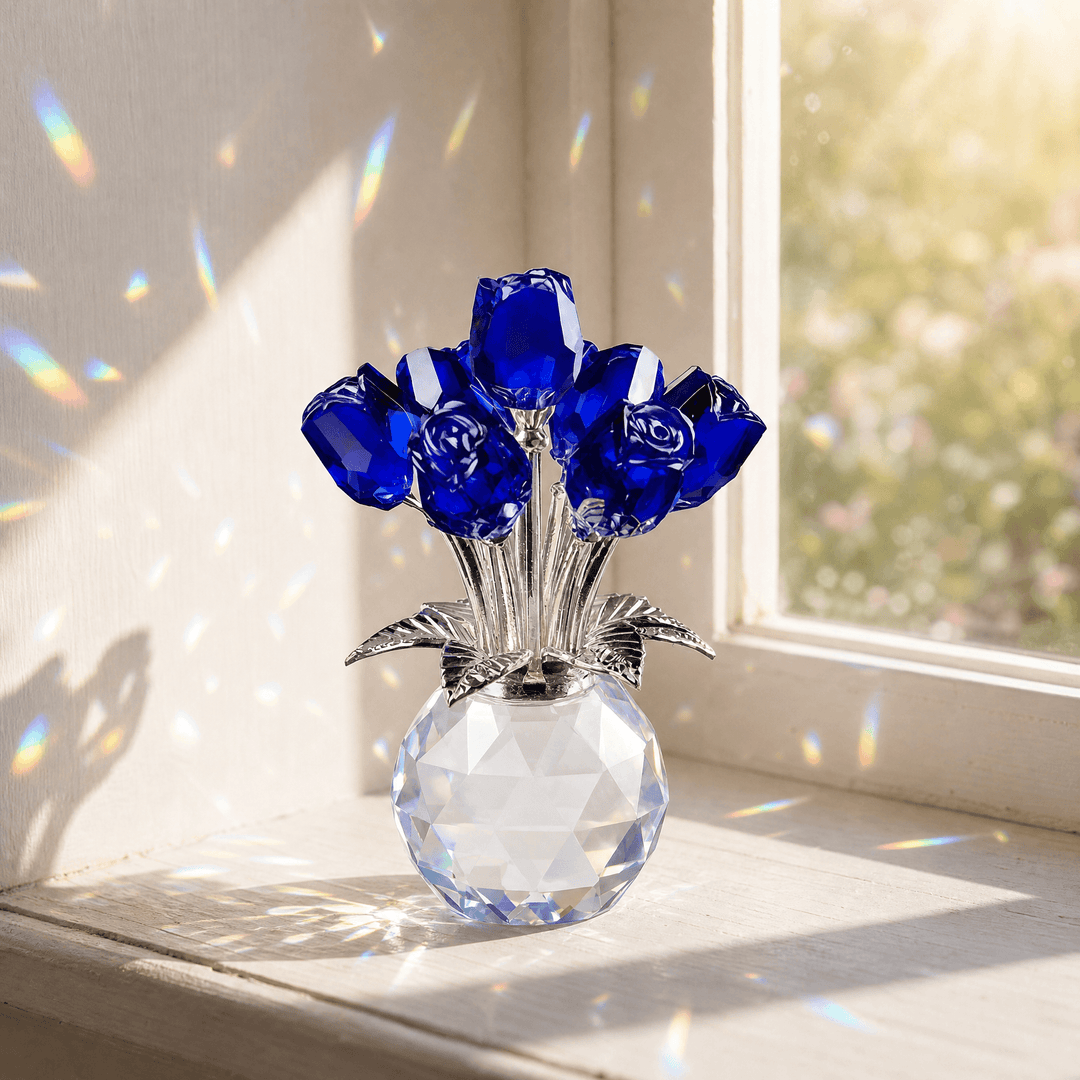 Lumirose – Bukiet Kryształowych Róż z Wazonem