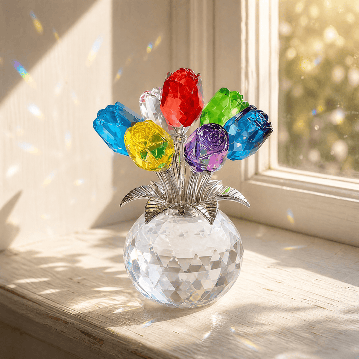 Lumirose – Bukiet Kryształowych Róż z Wazonem