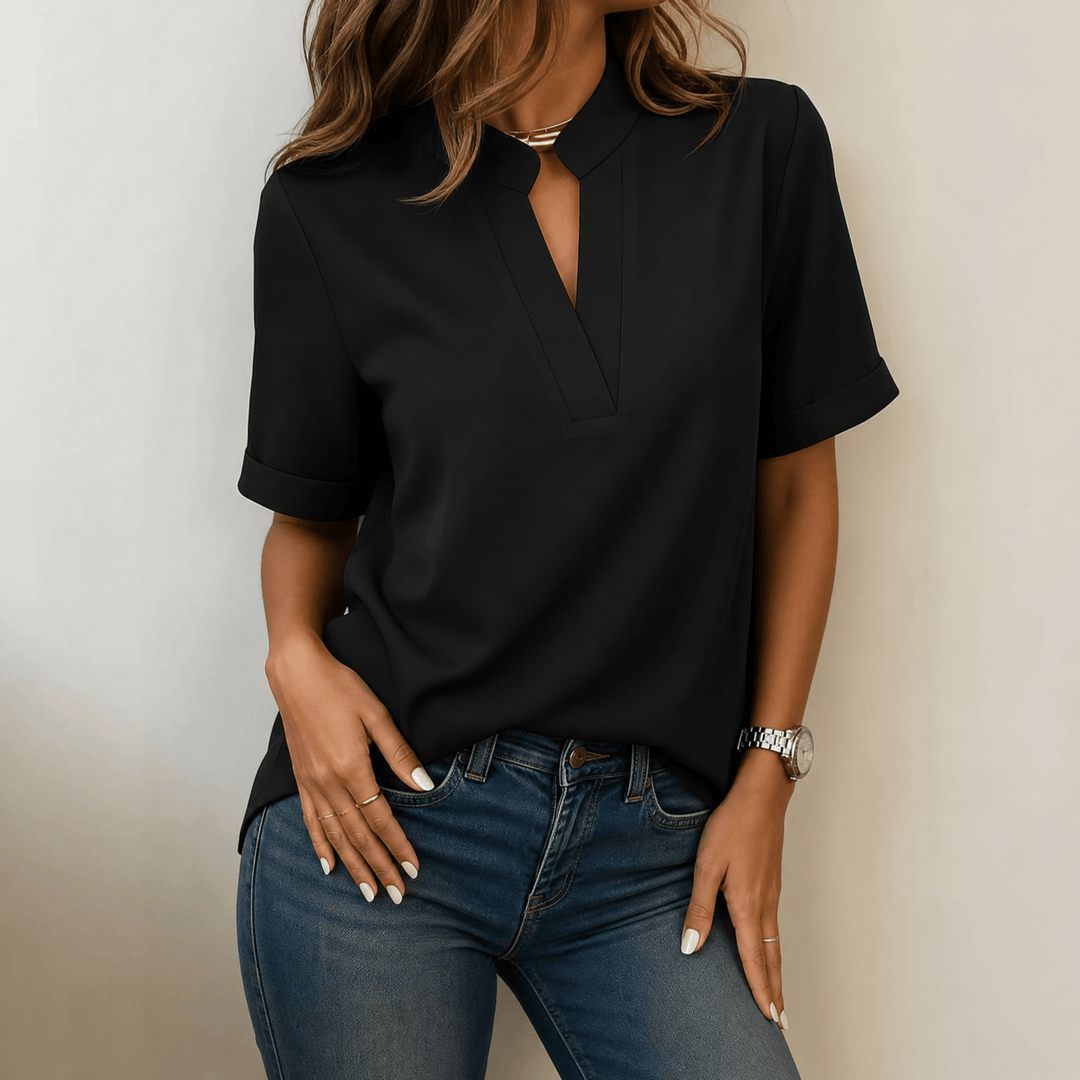 Lunavia – Blus dam z urringning i form av litery V