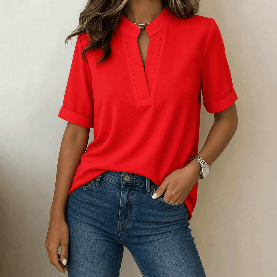 Lunavia – Blus dam z urringning i form av litery V