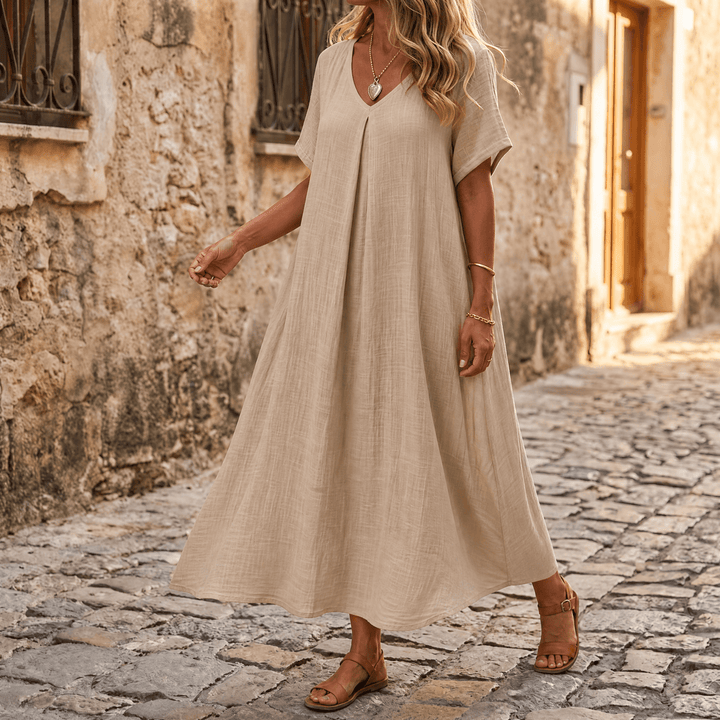 Lunessa – Sommar klänning dam w stilu lnianym